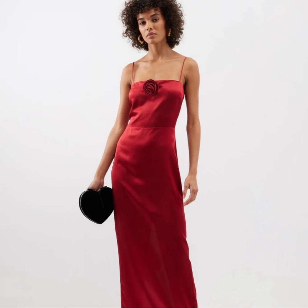 Reformation Frankie Silk Dress - Maxi, Red Size 10
